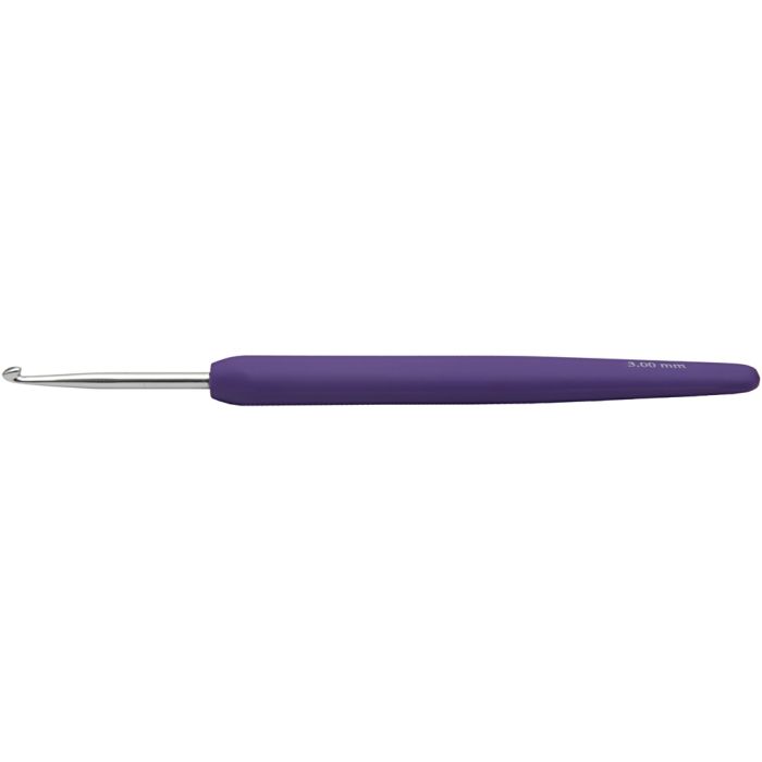 Gancho de crochet, 3, L. 13,3 cm, medidas 3 mm, morado, 1 ud