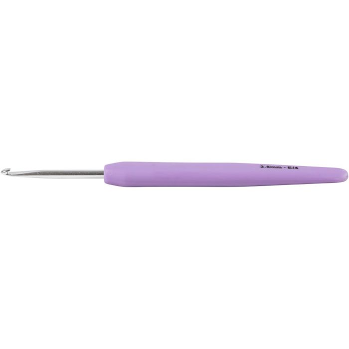Gancho de crochet, 3,5, L. 13,3 cm, medidas 3,5 mm, lila claro, 1 ud