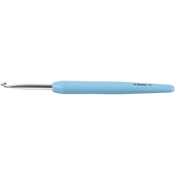 Gancho de crochet, 4,5, L. 13,3 cm, medidas 4,5 mm, azul claro, 1 ud