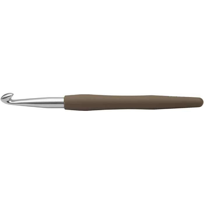 Gancho de crochet, medida 8, L. 14,5 cm, medidas 8 mm, marrón, 1 ud