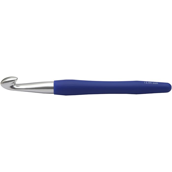 Gancho de crochet, medida 12, L. 16 cm, medidas 12 mm, azul, 1 ud