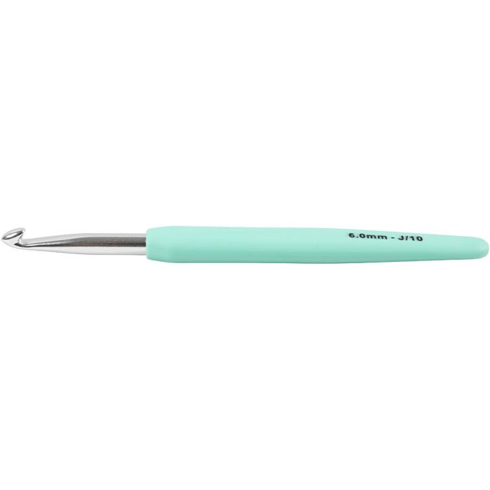 Gancho de crochet, medida 6, L. 13,3 cm, medidas 6 mm, turquesa, 1 ud