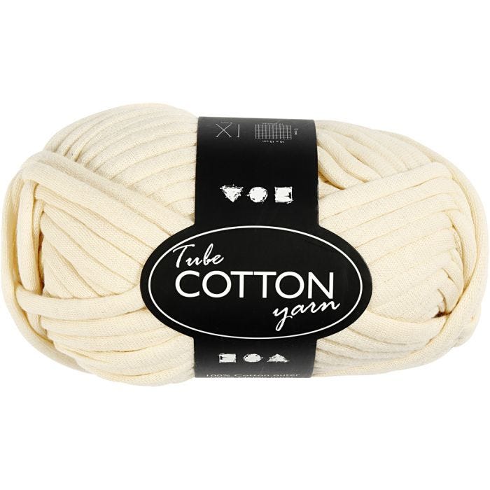 Lana tubular de algodón, L. 45 M, blanquecino, 100 gr/ 1 bola