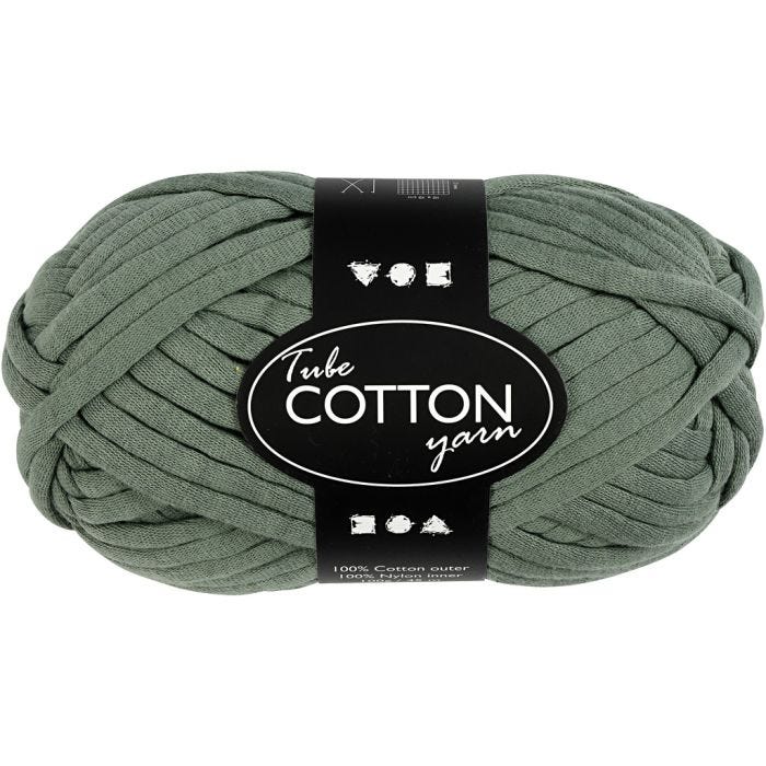 Lana tubular de algodón, 45 M, verde oscuro, 100gr/ 1 bola