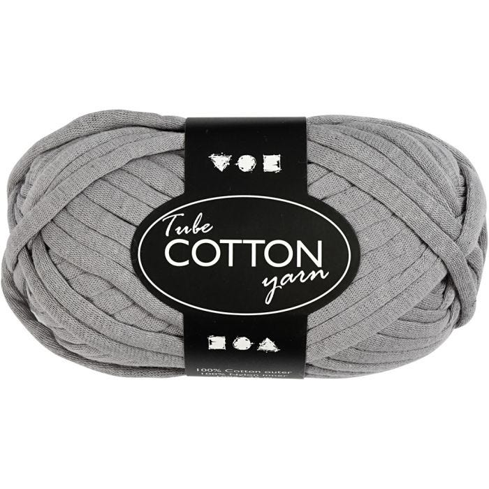 Lana tubular de algodón, 45 M, gris, 100gr/ 1 bola