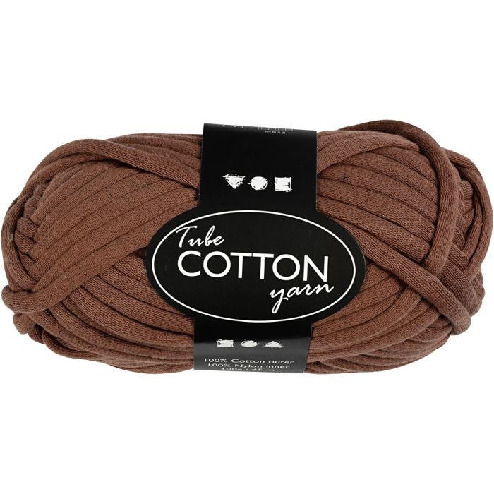 Lana tubular de algodón, L. 45 M, marrón, 100 gr/ 1 bola