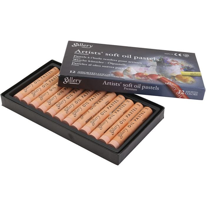 Pasteles al óleo, L. 7 cm, dia 11 mm, grosor 11 mm, salmón, 12 ud/ 1 paquete