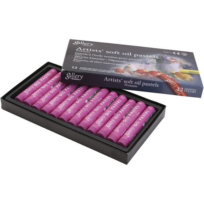 Pasteles al óleo, L. 7 cm, dia 11 mm, grosor 11 mm, morado, 12 ud/ 1 paquete