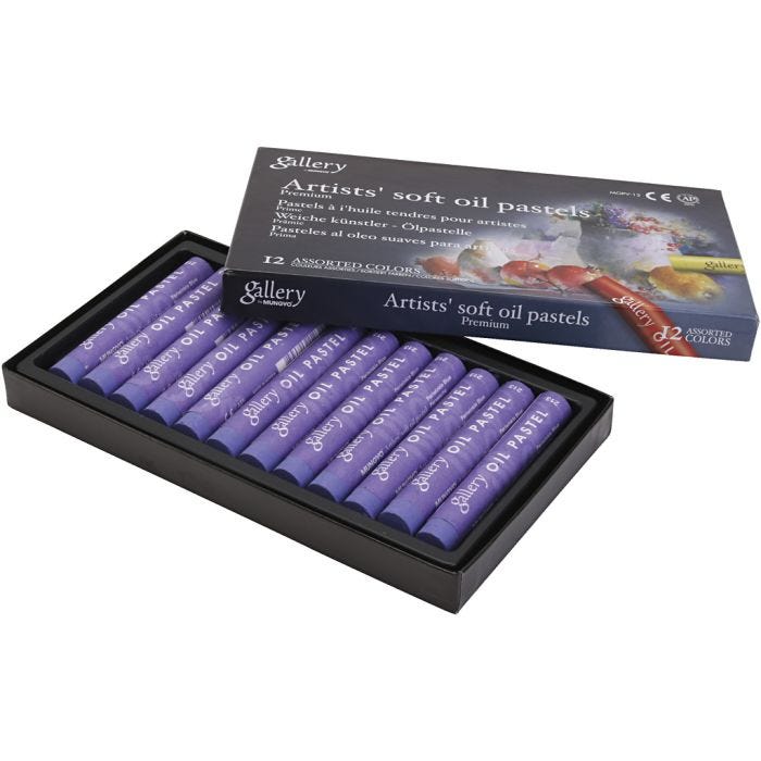 Pasteles al óleo, L. 7 cm, dia 11 mm, grosor 11 mm, violeta, 12 ud/ 1 paquete