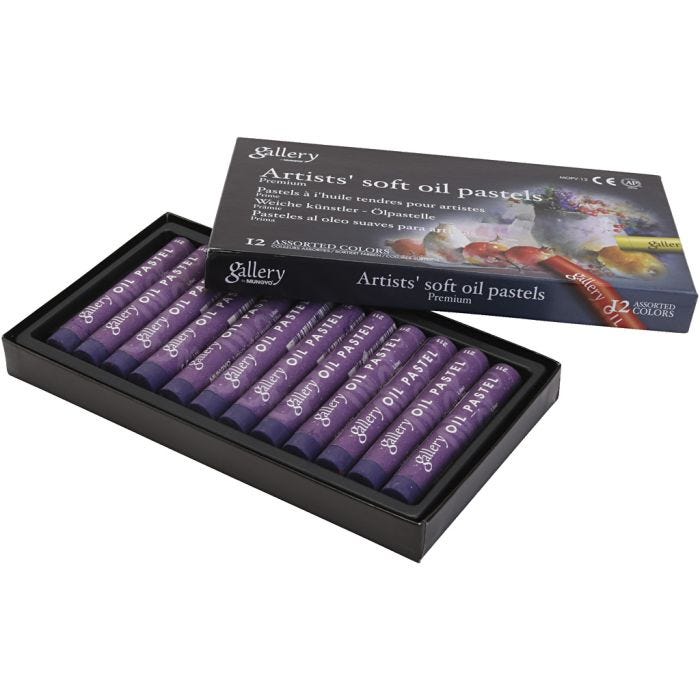 Pasteles al óleo, L. 7 cm, dia 11 mm, grosor 11 mm, morado, 12 ud/ 1 paquete