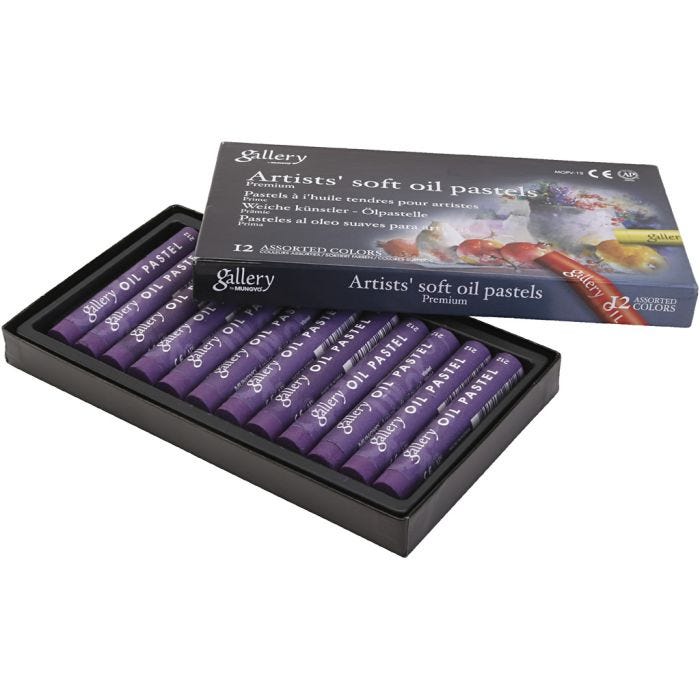 Pasteles al óleo, L. 7 cm, dia 11 mm, grosor 11 mm, violeta, 12 ud/ 1 paquete
