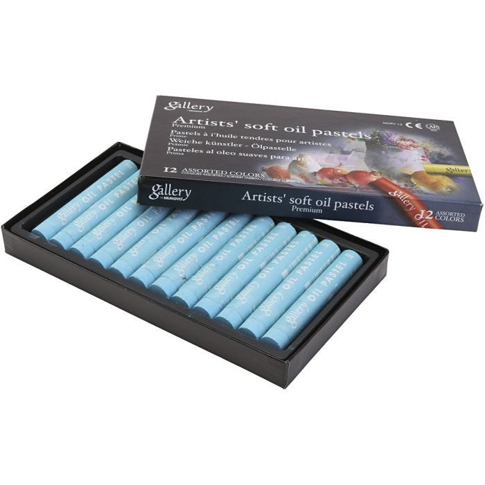 Pasteles al óleo, L. 7 cm, dia 11 mm, grosor 11 mm, turquesa, 12 ud/ 1 paquete