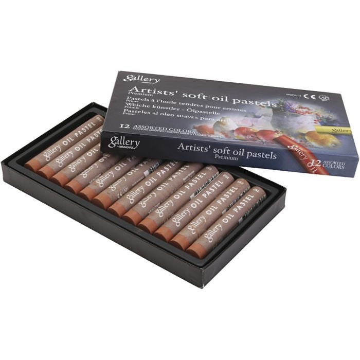 Pasteles al óleo, L. 7 cm, dia 11 mm, grosor 11 mm, orange oscuro, 12 ud/ 1 paquete