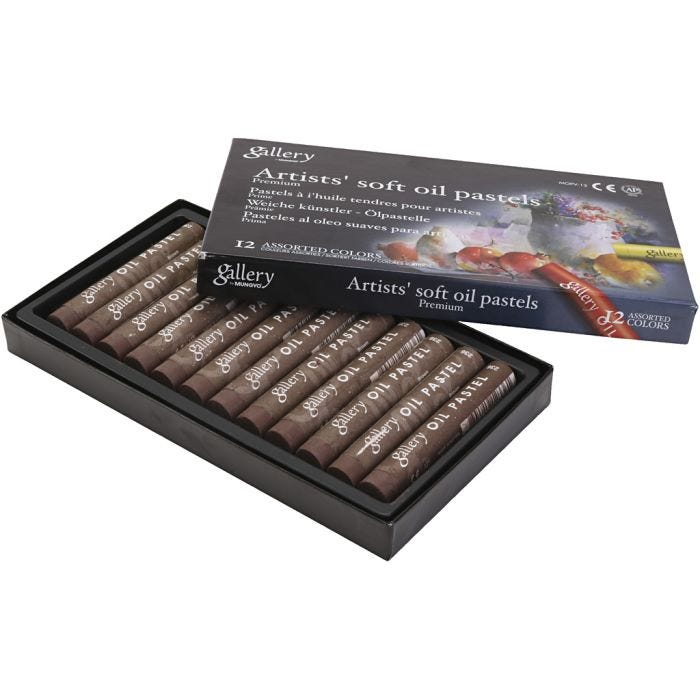 Pasteles al óleo, L. 7 cm, dia 11 mm, grosor 11 mm, marrón, 12 ud/ 1 paquete
