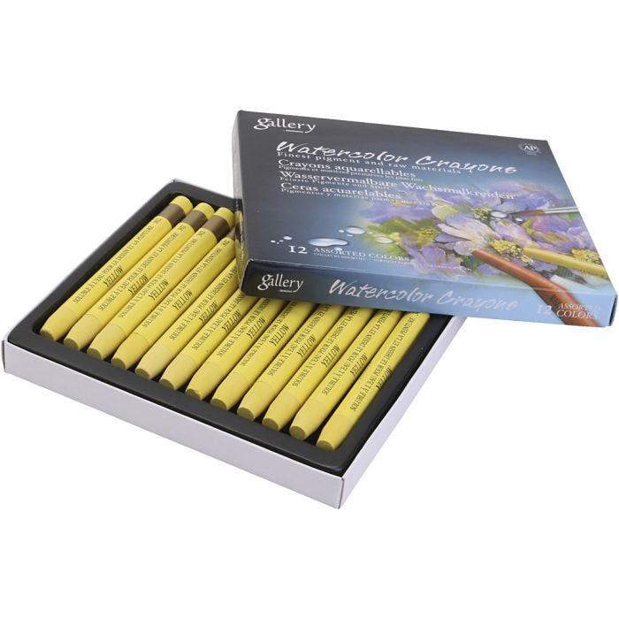 Crayones de acuarela, amarillo, 12 ud/ 1 paquete