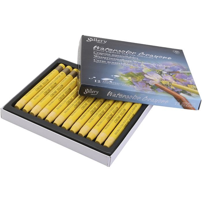 Crayones de acuarela, amarillo cromático (305), 12 ud/ 1 paquete