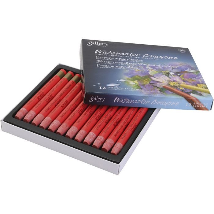 Crayones de acuarela, rojo escarlata, 12 ud/ 1 paquete