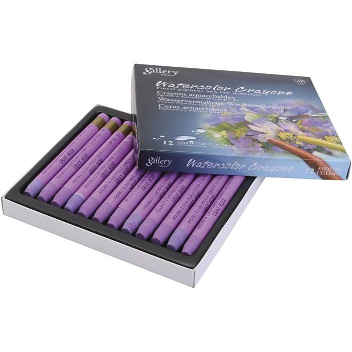 Crayones de acuarela, gris, rosado, 12 ud/ 1 paquete