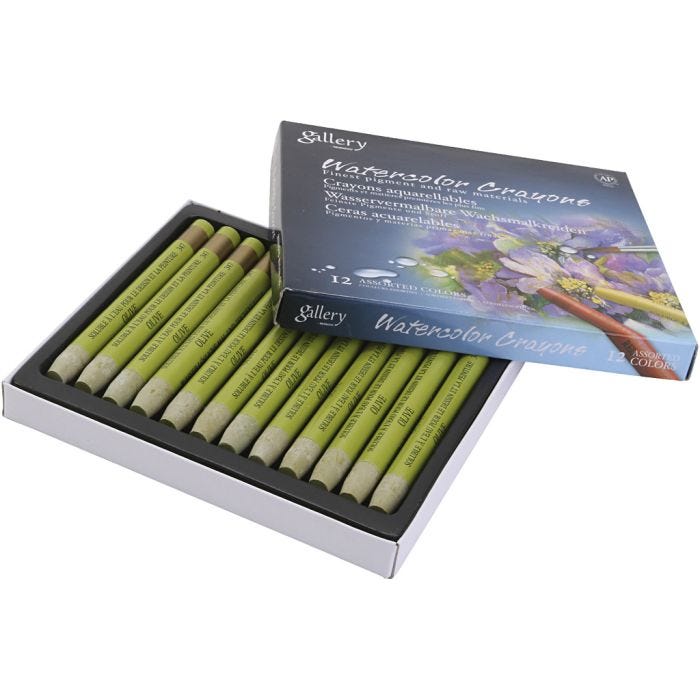 Crayones de acuarela, verde oliva, 12 ud/ 1 paquete