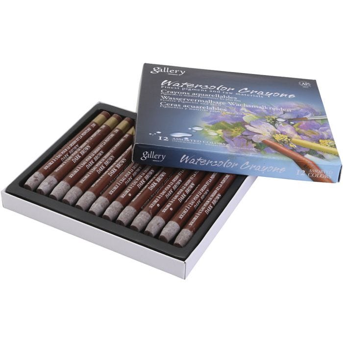 Crayones de acuarela, marrón oscuro, 12 ud/ 1 paquete
