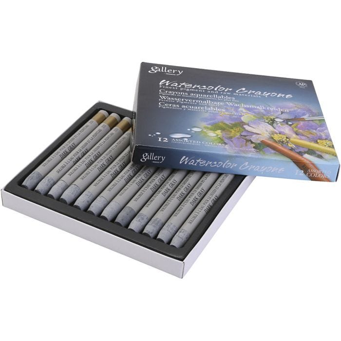 Crayones de acuarela, gris, 12 ud/ 1 paquete