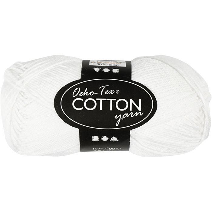 Hilo de algodón, 8/4, L. 170 M, blanco, 50gr/ 1 bola