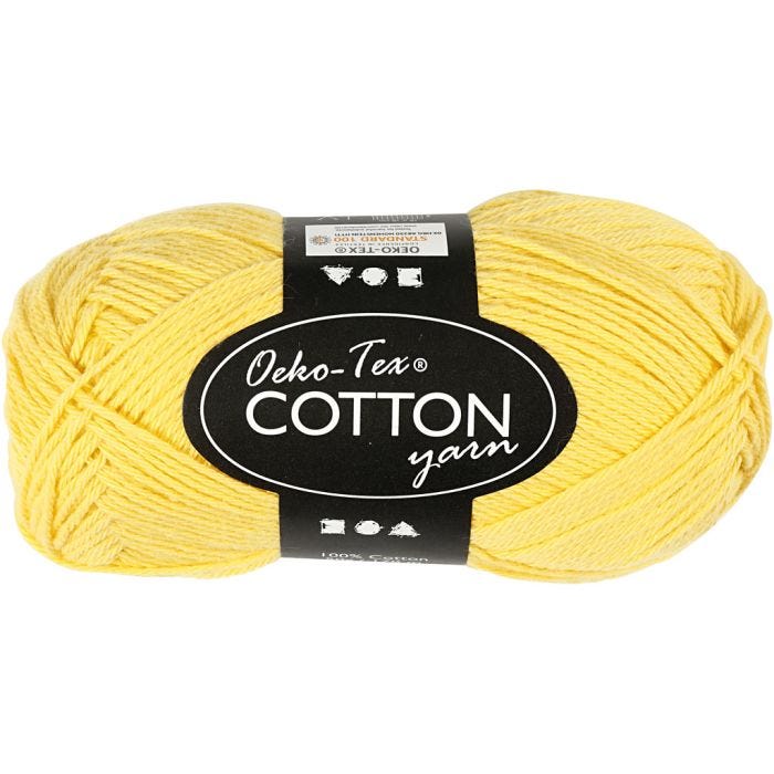 Hilo de algodón, medida 8/4, L. 170 M, amarillo, 50 gr/ 1 bola