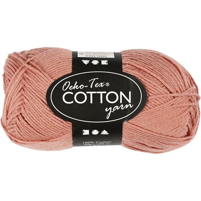 Hilo de algodón, medida 8/4, L. 170 M, rosa antiguo, 50 gr/ 1 bola