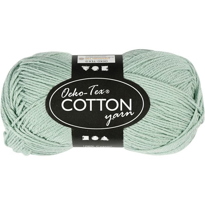 Hilo de algodón, medida 8/4, L. 170 M, verde menta, 50 gr/ 1 bola