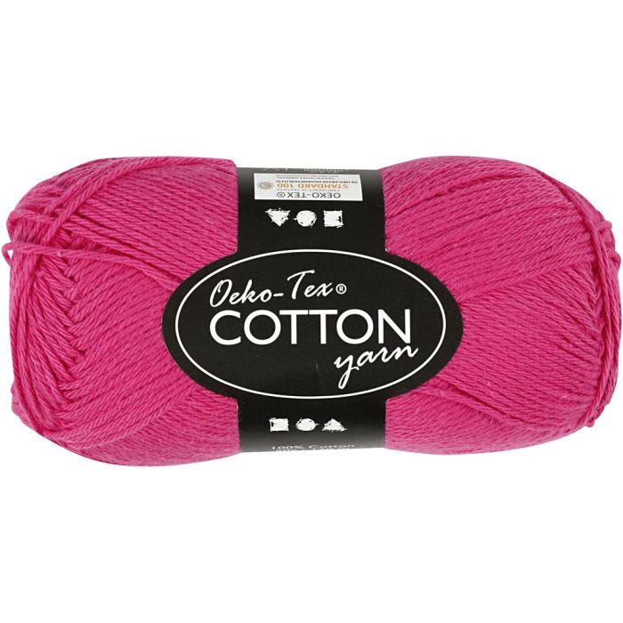 Hilo de algodón, medida 8/4, L. 170 M, rosa, 50 gr/ 1 bola