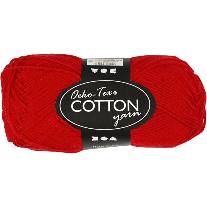 Hilo de algodón, medida 8/4, L. 170 M, rojo oscuro, 50 gr/ 1 bola