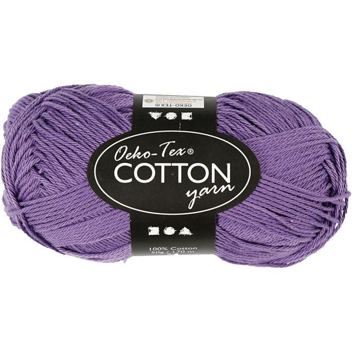 Hilo de algodón, medida 8/4, L. 170 M, morado, 50 gr/ 1 bola