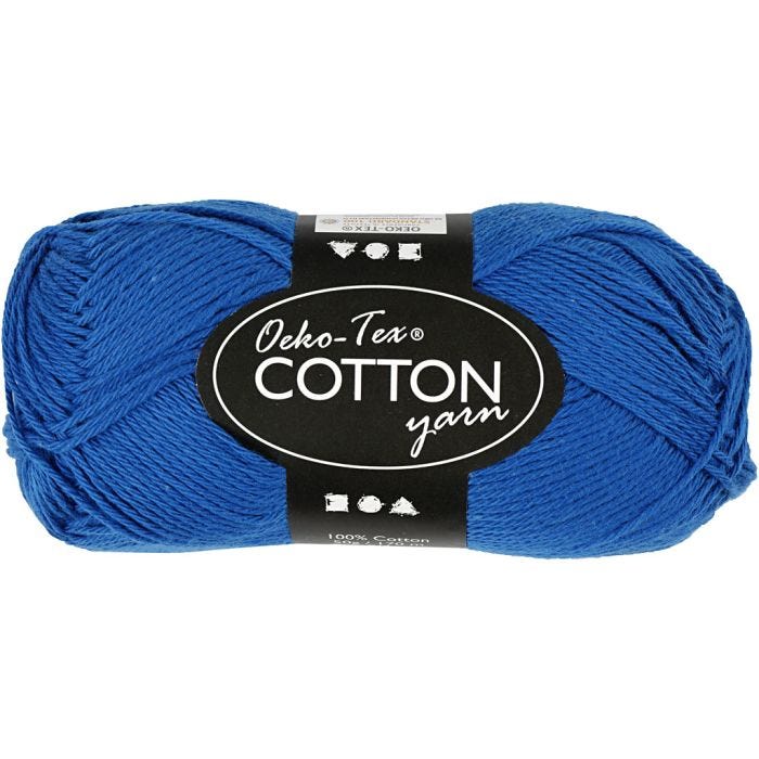 Hilo de algodón, medida 8/4, L. 170 M, azul cobalto, 50 gr/ 1 bola