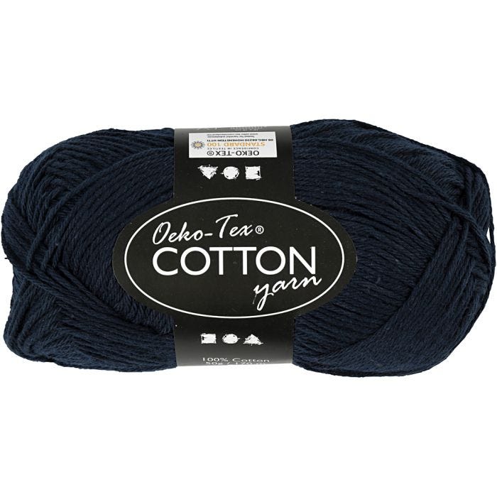 Hilo de algodón, medida 8/4, L. 170 M, azul oscuro, 50 gr/ 1 bola