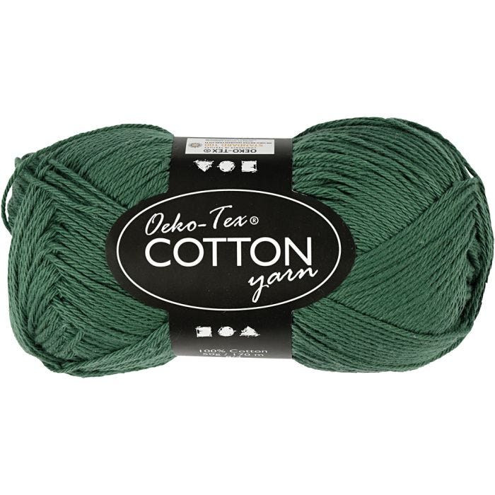 Hilo de algodón, medida 8/4, L. 170 M, verde oscuro, 50 gr/ 1 bola