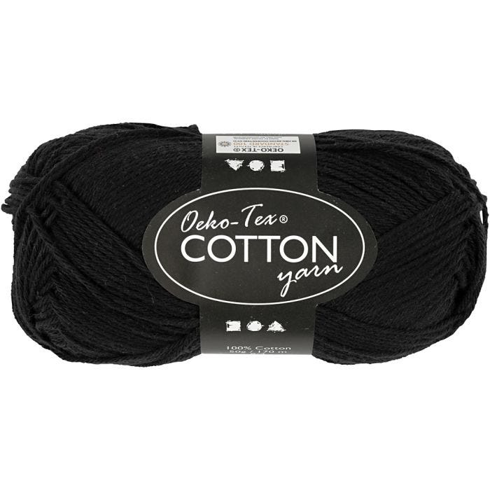 Hilo de algodón, medida 8/4, L. 170 M, negro, 50 gr/ 1 bola