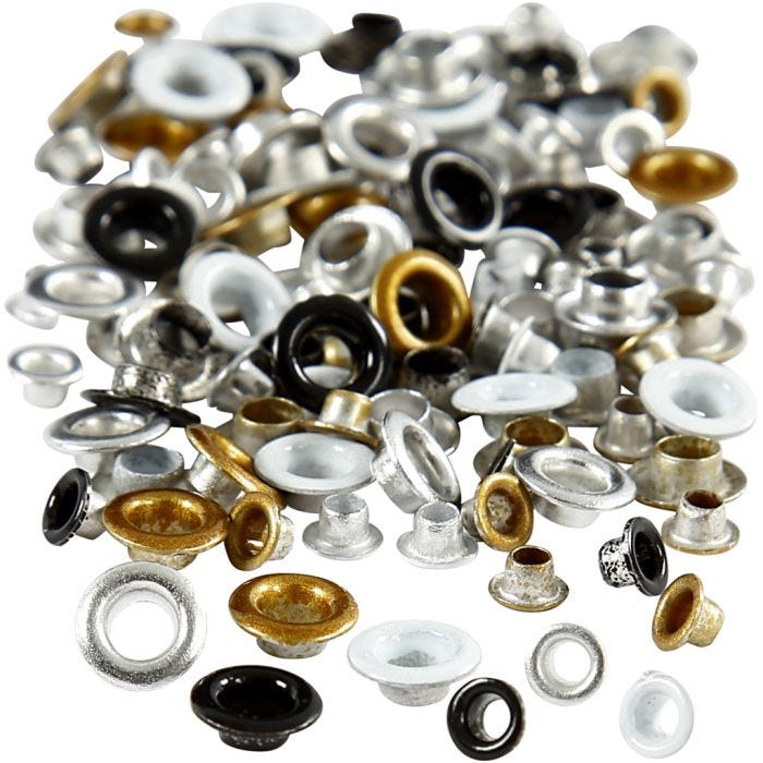 Ojales, A: 2,9+3,15 mm, dia 5+8 mm, medida agujero 3,2+4,8 mm, 120 ud/ 1 paquete