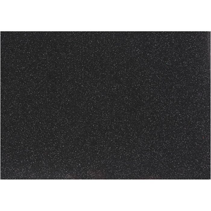 Foil para planchar, A5, hoja 148x210 mm, purpurina, negro, 1 hoja
