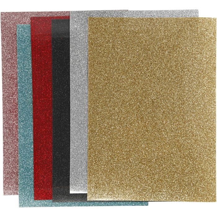 Foil para planchar, hoja 148x210 mm, purpurina, surtido de colores, 6 hoja/ 1 paquete