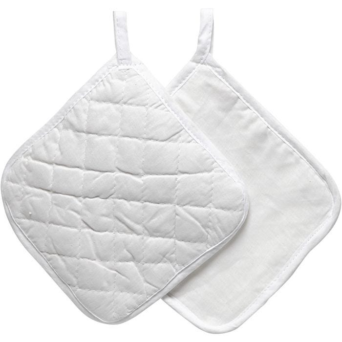 Manoplas de horno, medidas 20x20 cm, 145 gr, blanco, 1 par
