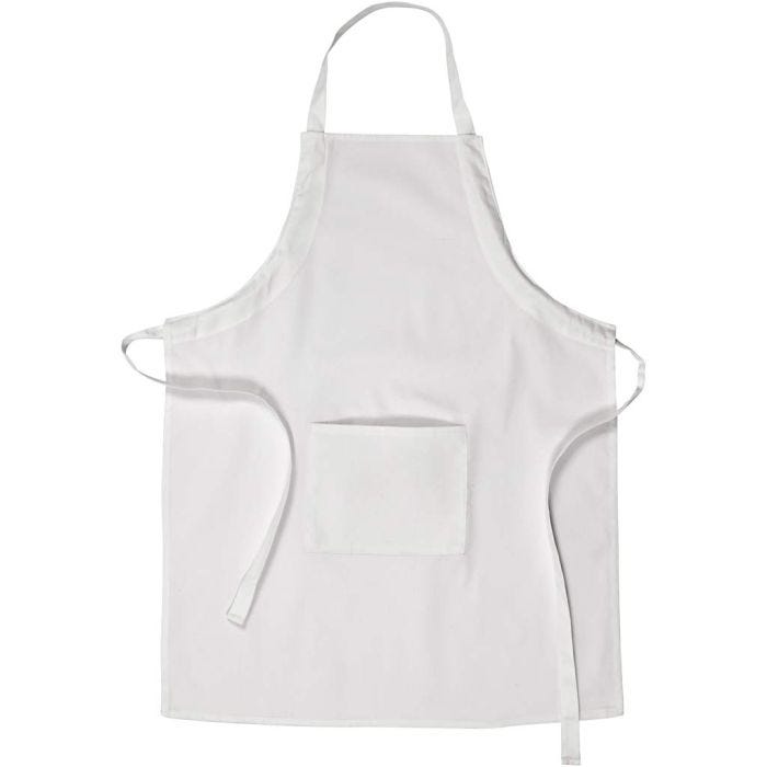 Delantal , L. 84 cm, A: 65 cm, medidas M-XL cm, 210 gr, blanco, 1 ud