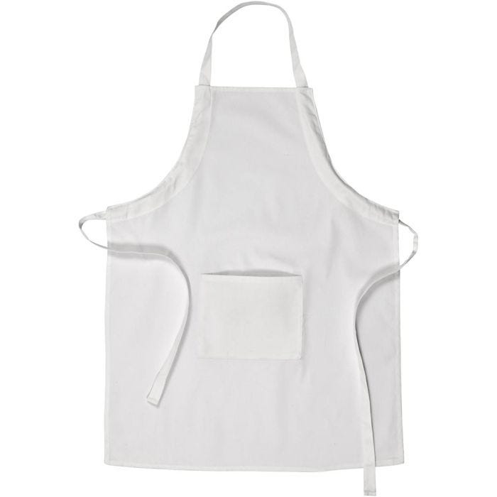 Delantal , L. 84 cm, A: 65 cm, medidas M-XL cm, 210 gr, blanco, 1 ud