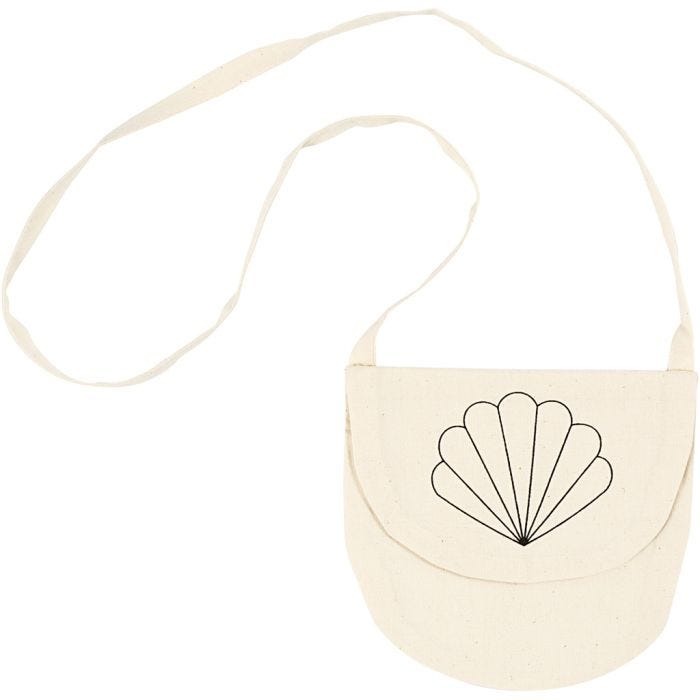 Bolso bandolera, Concha, medidas 15x14 cm, 110 gr, color natural claro, 1 ud