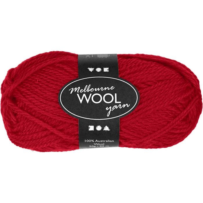 Hilo de lana Melbourne, L. 92 M, rojo, 50 gr/ 1 bola