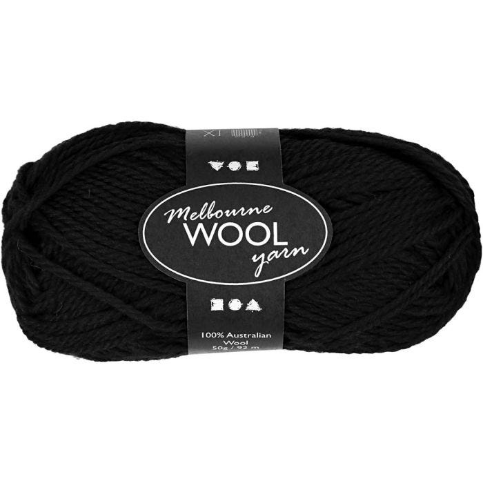 Hilo de lana Melbourne, L. 92 M, negro, 50gr/ 1 bola