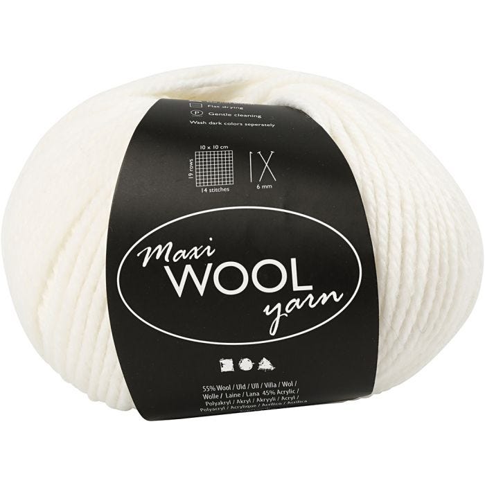 Lana, L. 125 M, blanquecino, 100 gr/ 1 bola