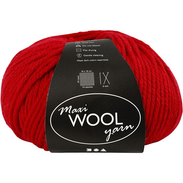 Lana, L. 125 M, rojo, 100 gr/ 1 bola