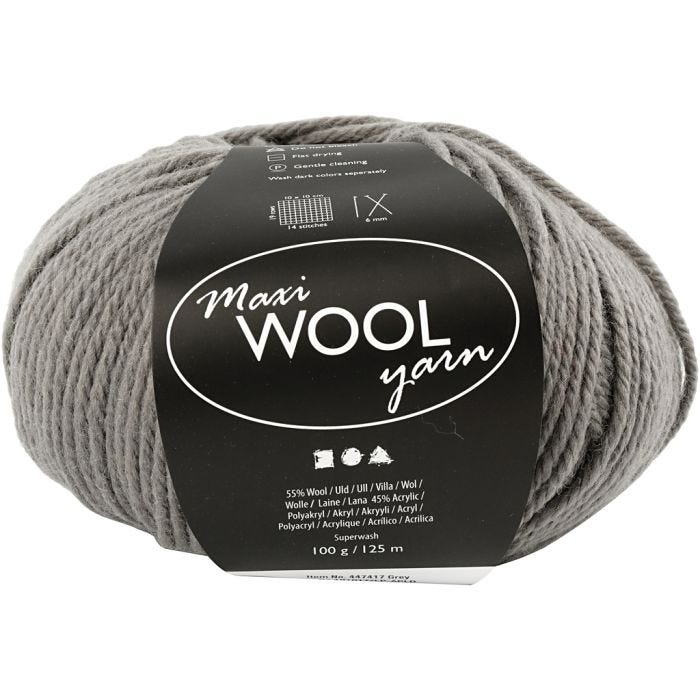 Lana, L. 125 M, gris, 100 gr/ 1 bola