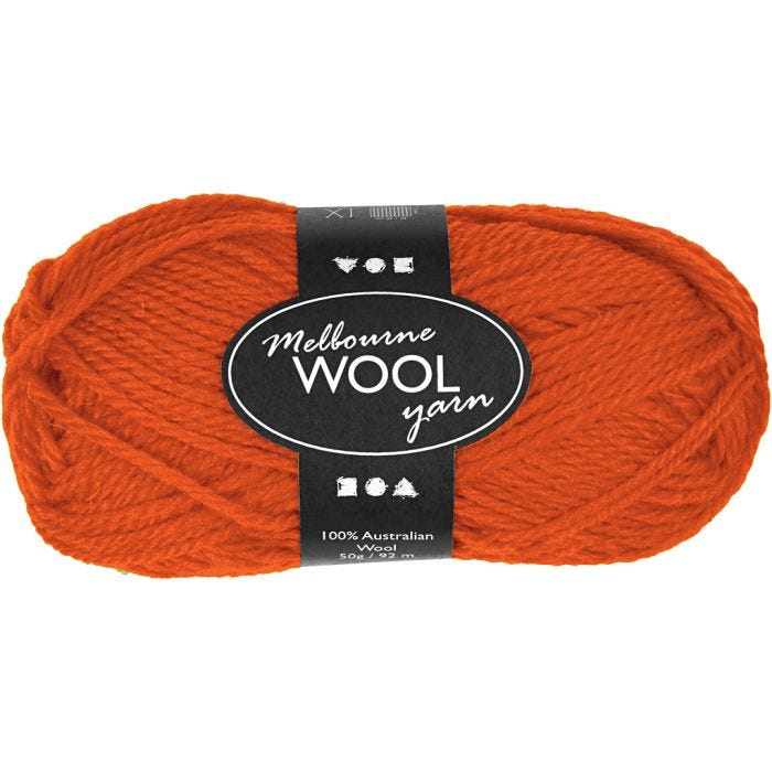 Hilo de lana Melbourne, L. 92 M, naranja, 50 gr/ 1 bola