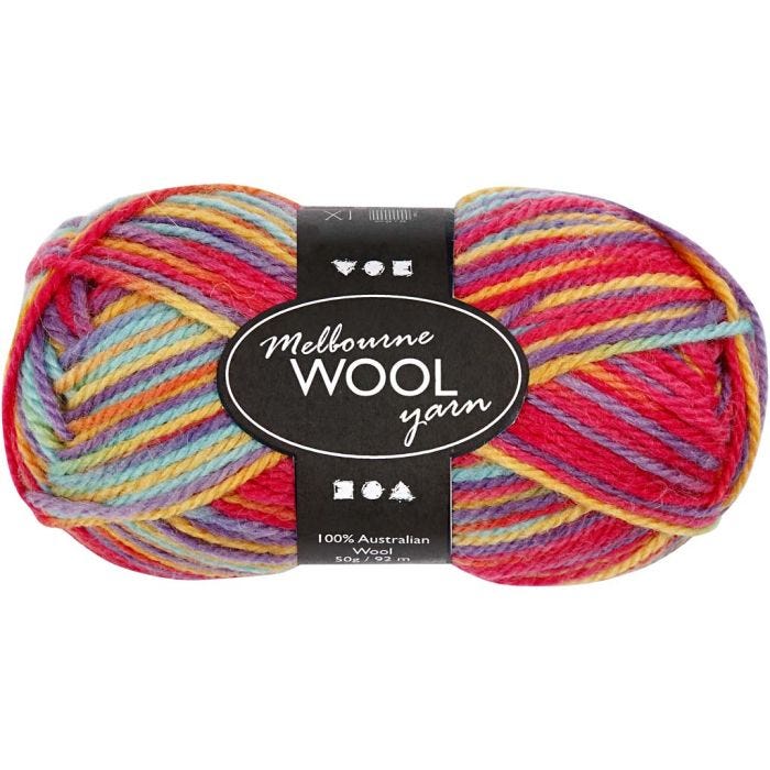 Hilo de lana Melbourne, L. 92 M, multi colores, 50 gr/ 1 bola
